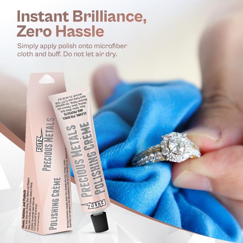 Flitz Precious Metals Polishing Creme - 1.76oz Tube of USA-Made Gold and Sterling Silver Jewelry Cleaner and Polish - Diamond Ring Cleaner to Remove and Protect Against Tarnish - Image 2